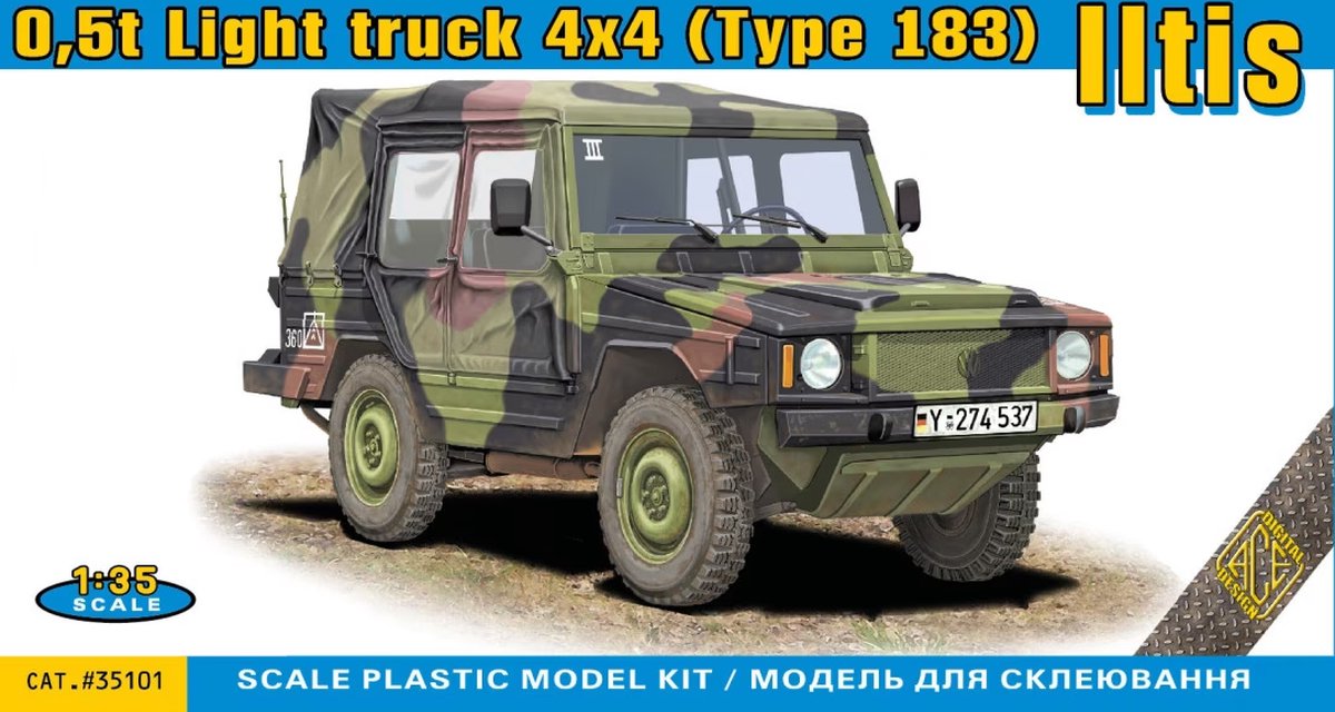 ACE Modelbouwpakket Auto - 35101 Volkswagen Iltis 0,5t Light truck 4x4 - Type 183 Plastic - 1:35 -