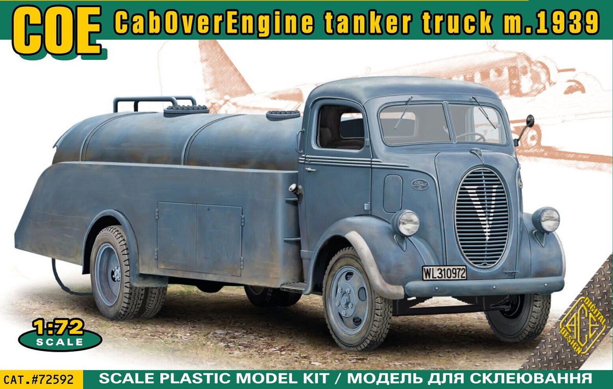 ACE Modelbouwpakket Auto - 72592 Ford COE - CabOverEngine refueler truck m.1939 Plastic - 1:72 -