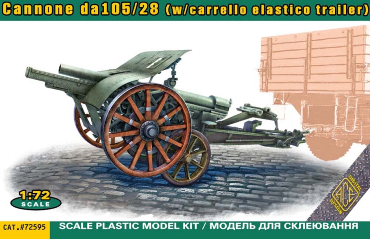 ACE Modelbouwpakket Militaire voertuigen - 72595 Italiaans 105/28 veldkanon met aanhanger Plastic - 1:72 -