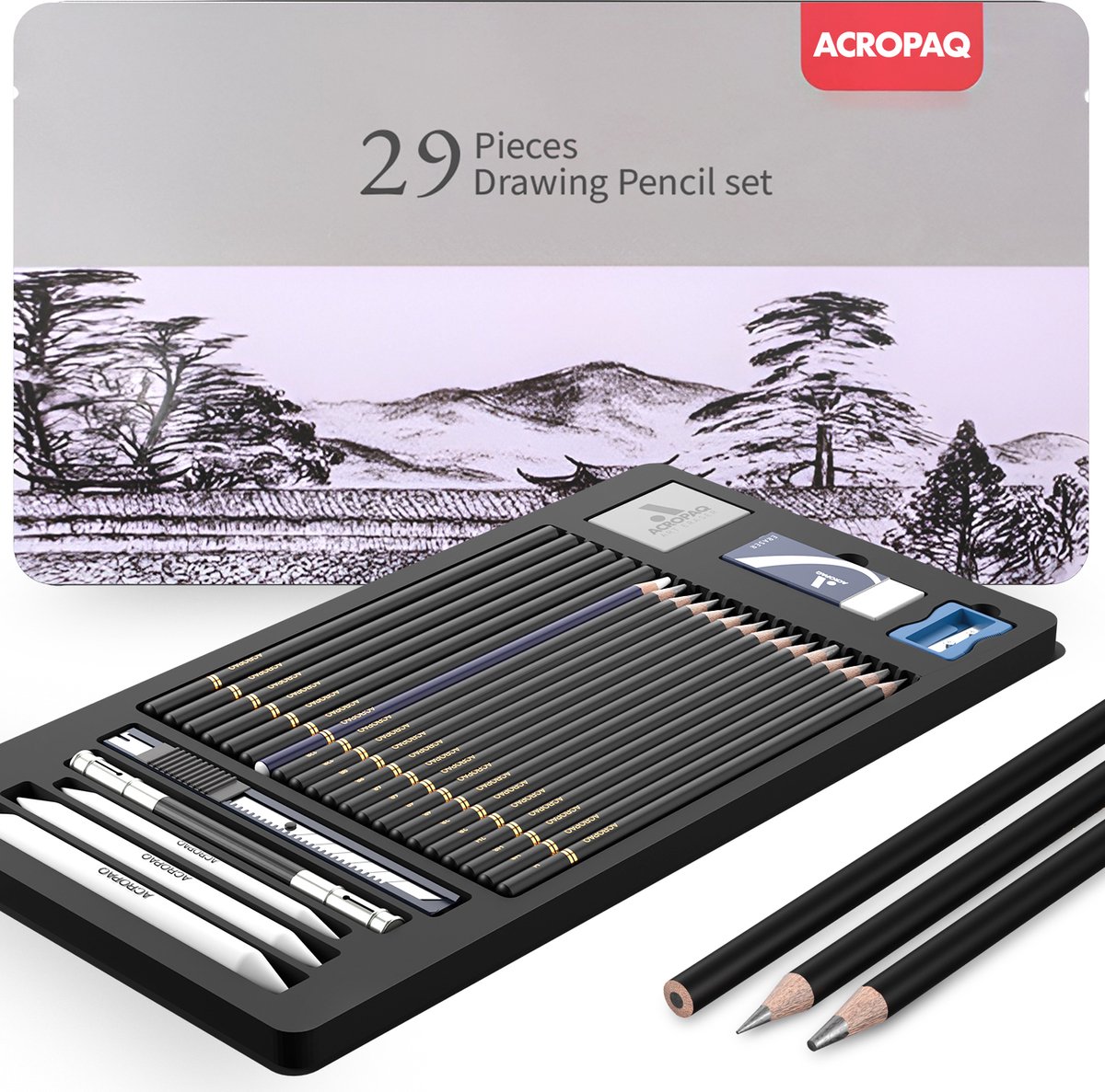 ACROPAQ Schetspotlode - Tekenpotloden volwassenen, Schetspotloden set, Teken potloden, Schets potloden, Tekenpotloden set - Teken potloden professioneel, Schetspotloden volwassen set
