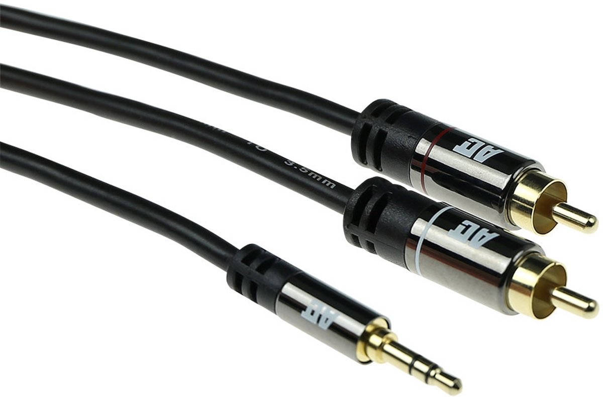 ACT AK6236 audio kabel 3,5 m 2 x RCA 3.5mm Zwart