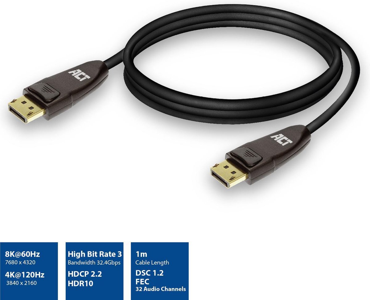 DisplayPort 1.4 kabel 8K, 1m - AC4071