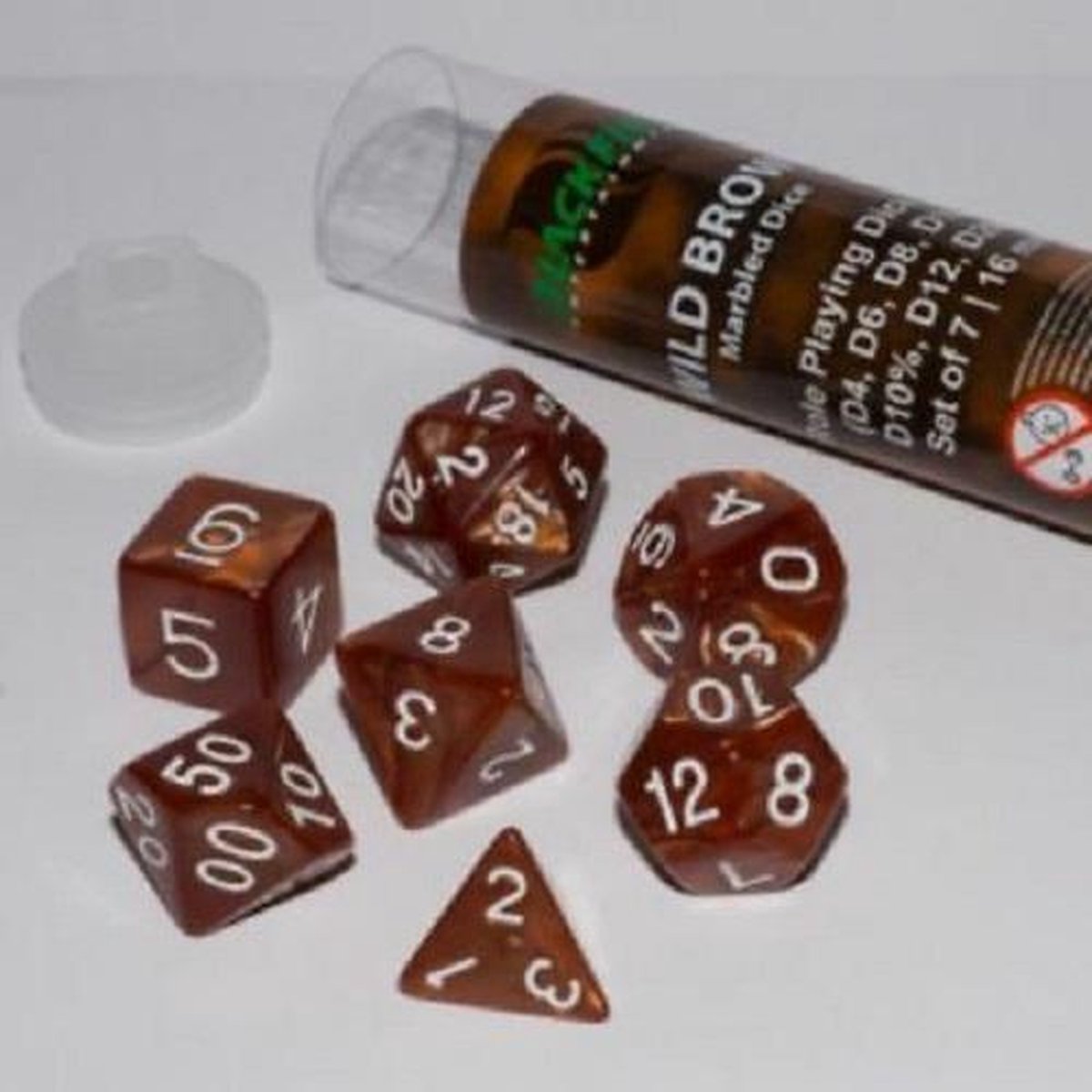 Blackfire Dice 16mm Role Playing Dice Set Wild Brown (7 Dice)