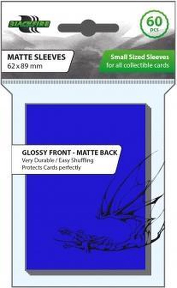 Blackfire Sleeves Small Glossy Front Matte Back Blue (60) (62x89mm)