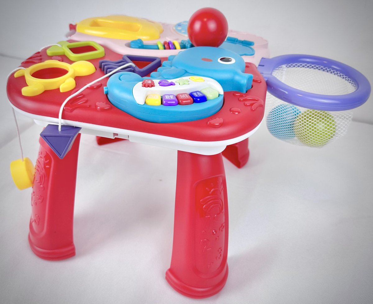 Baby speeltafel - stimuleert motorische vaardigheden - interactieve activiteiten voor baby’s en peuters - educatief en creatief spelen - geschikt voor kinderen vanaf 6 maanden - duurzaam en veilig - ideaal voor zowel thuis als onderweg