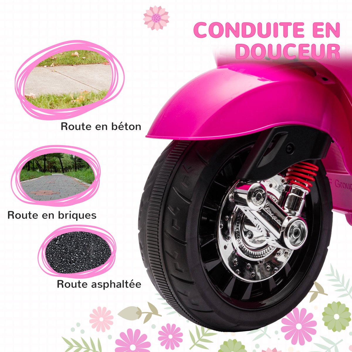 AIYAPLAY - Elektrische motorfiets - PP - 107x47x73cm - Roze