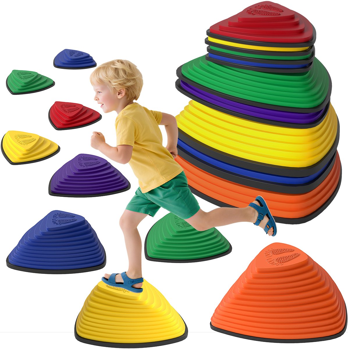 AIYAPLAY Balansstapstenen Kunststof 37,5L x 37,5B x 16H cm Meerkleurig