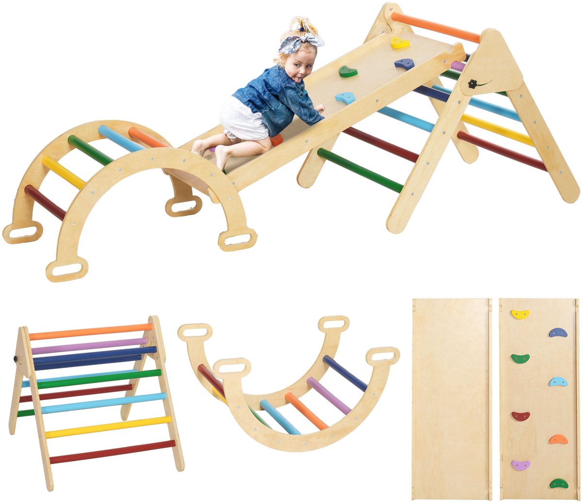   Kinderklimrek Grenenhout, meerlaags bord 178L x 64,5B cm Meerkleurig