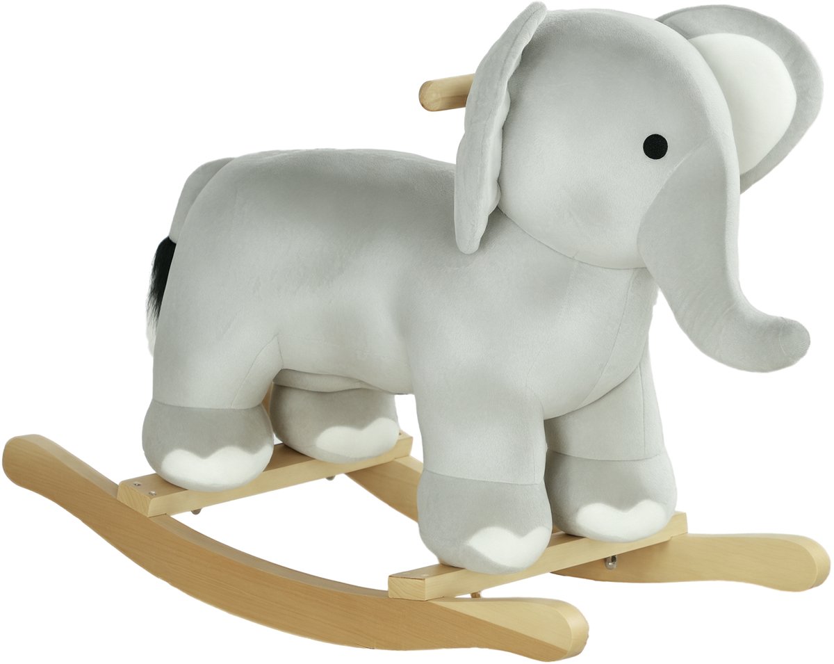 AIYAPLAY hobbelpaard - geluidseffecten - stabiele basis - grijs