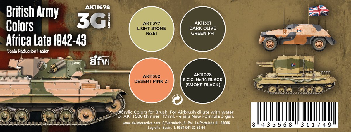 British Army Colors Africa, Late 1942-43 Set - AK-Interactive - AK-11678