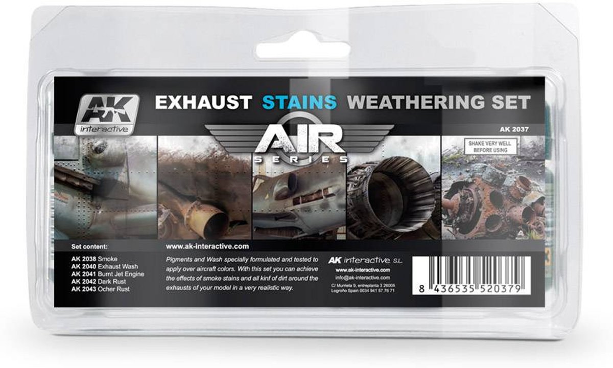 Exhaust Stains Weathering Set - AIR series - 5x35ml - AK2037