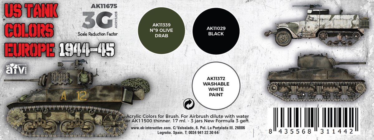 US Tank Colors Europe 1944-45 Set - AK-Interactive - AK-11675