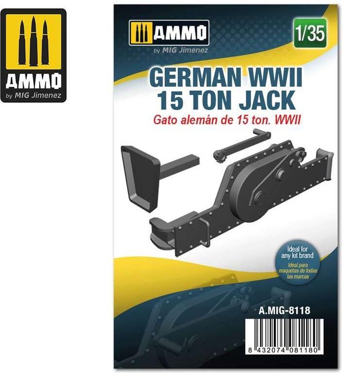 1:35 AMMO MIG 8118 GERMAN WWII 15 TON JACK Resin onderdeel