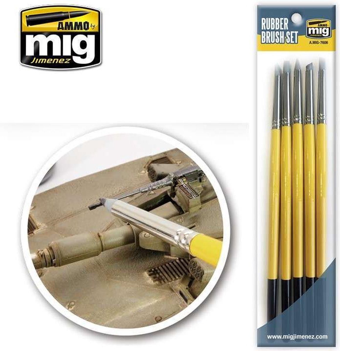 AMMO MIG 7606 Rubber Brush Set Pense(e)l(en)