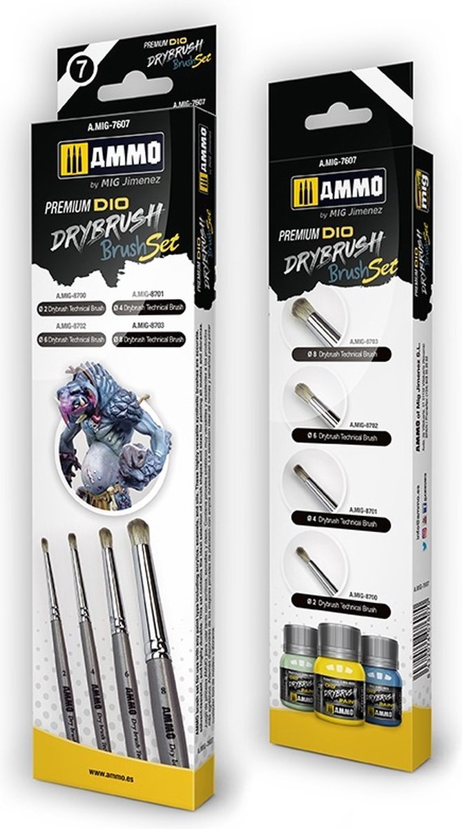 AMMO MIG 7607 Premium Dio Drybrush Set Pense(e)l(en).
