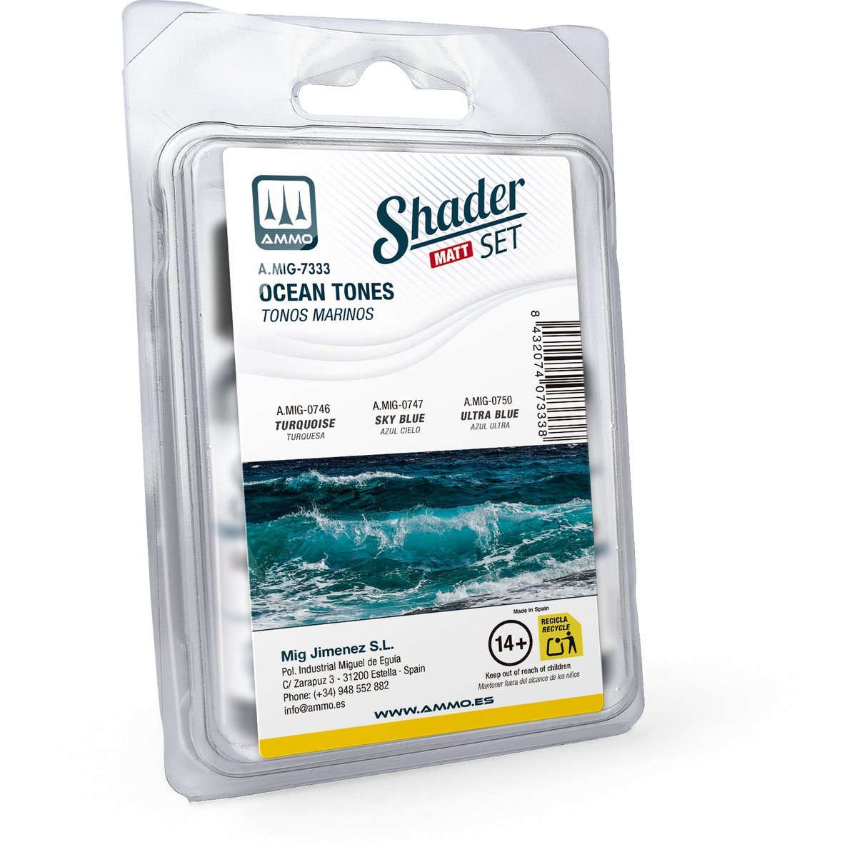 AMMO MIG Hobbyverf - MIG 7333 Matt Shader Set - Oceaantinten Kleurenset - 3x10ml Verf set