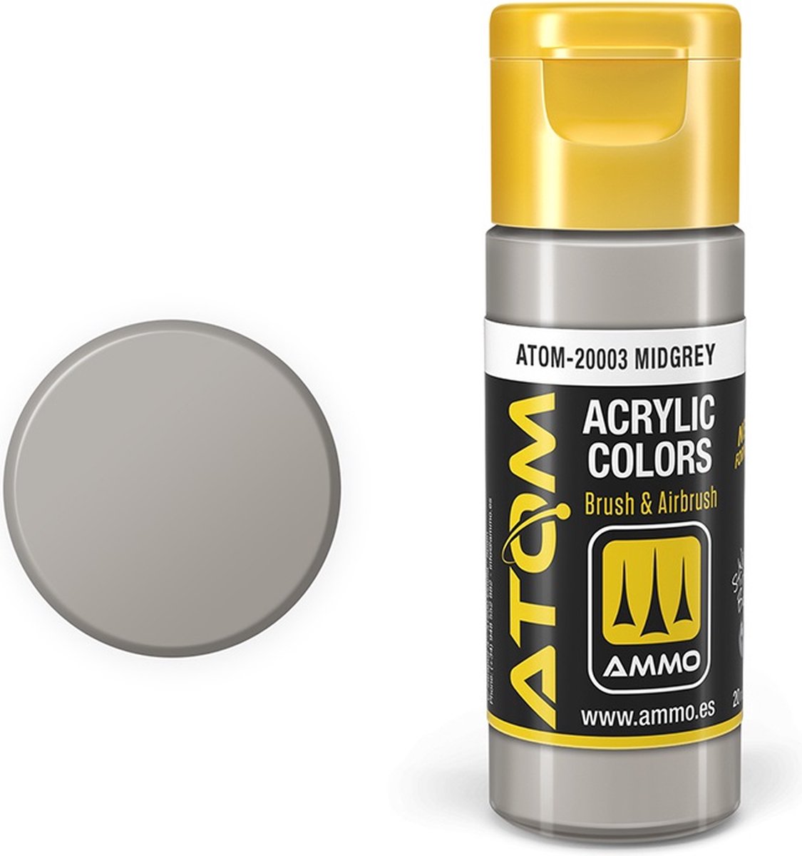 AMMO MIG Hobbyverf Acrylverf - MIG 20003 ATOM - Midgrey - Acryl - 20ml Verf flesje - 20 ml