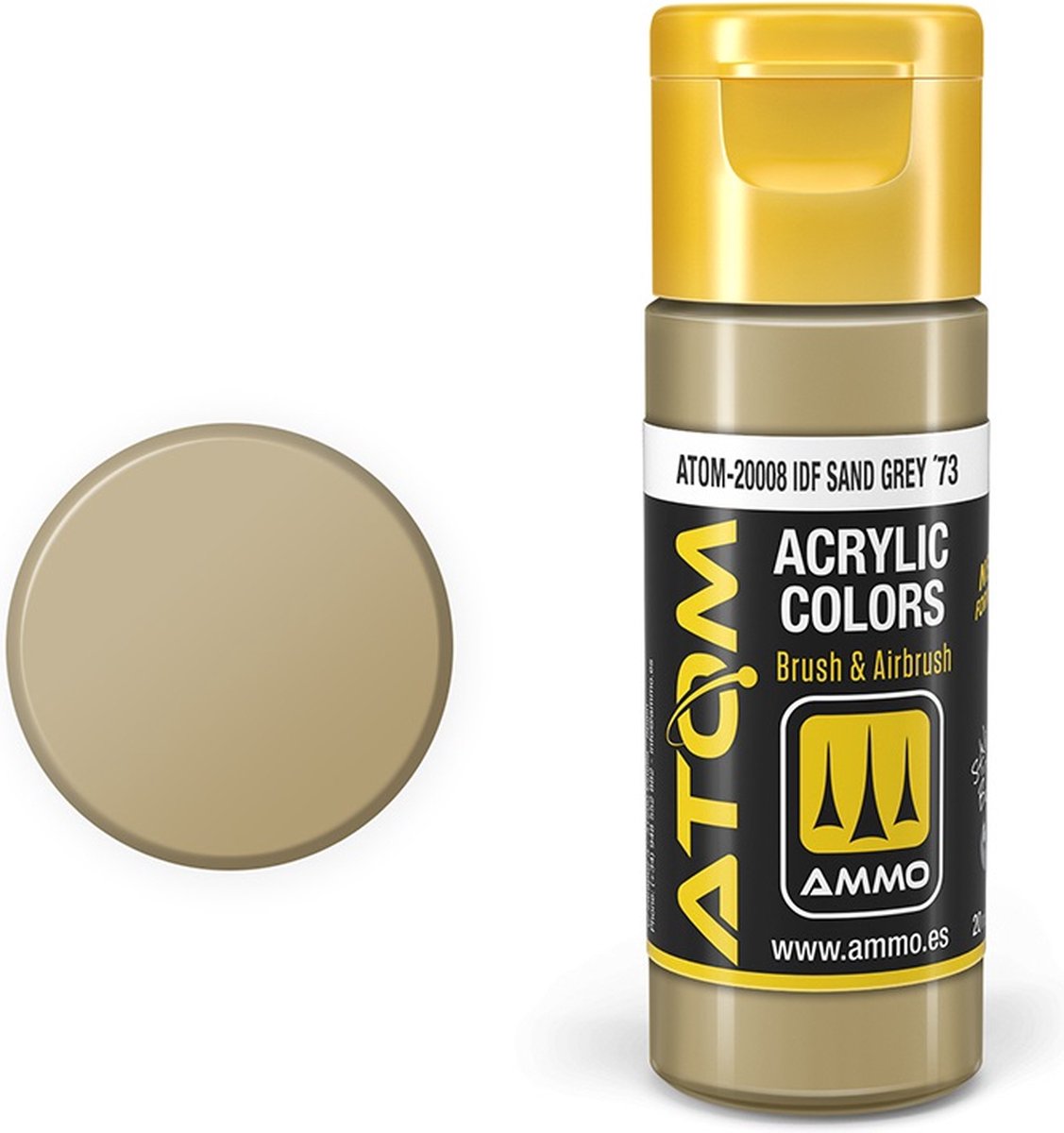 AMMO MIG Hobbyverf Acrylverf - MIG 20008 ATOM - IDF Sand Grey RAL73 - Acryl - 20ml Verf flesje - 20 ml