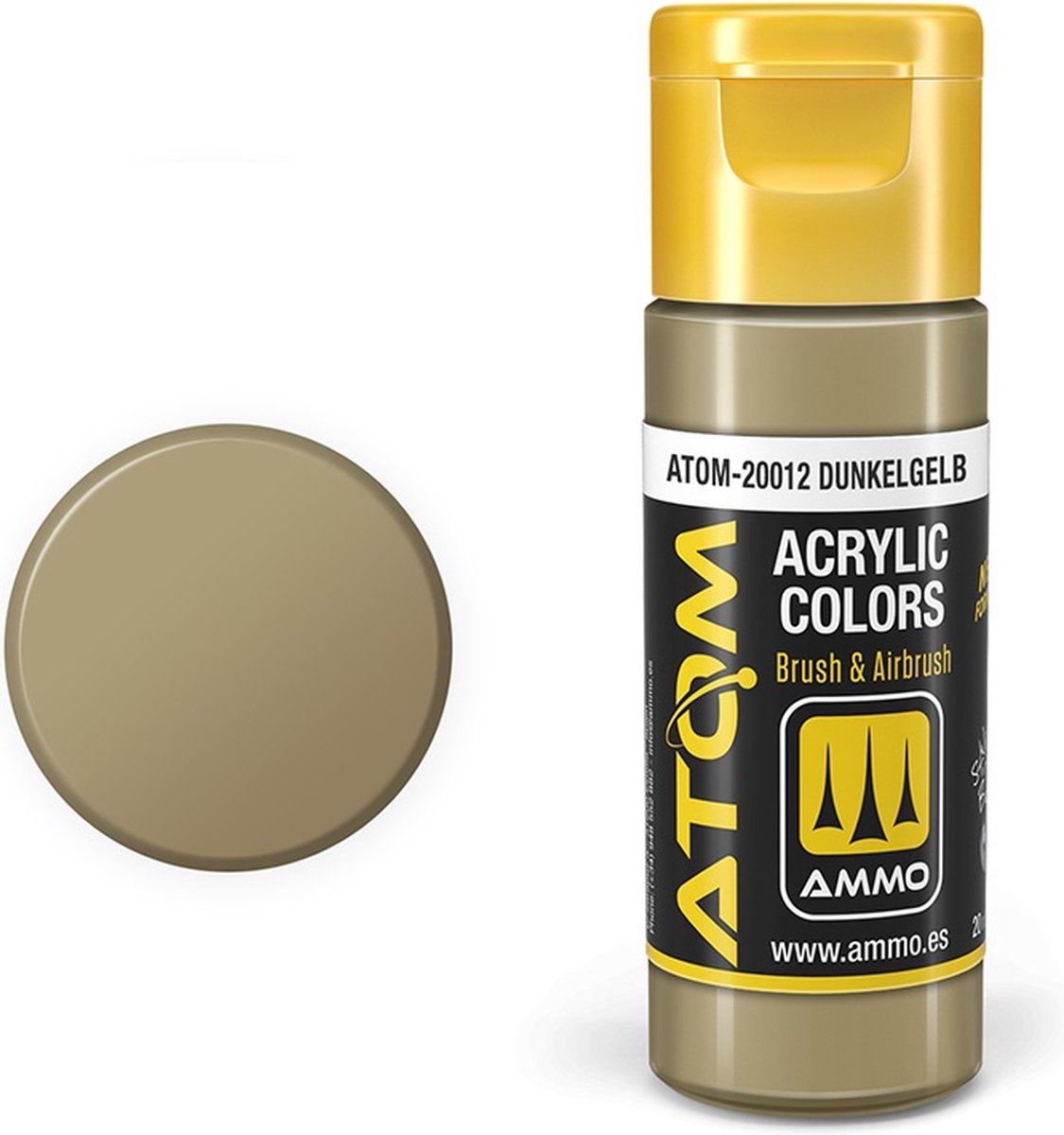 AMMO MIG Hobbyverf Acrylverf - MIG 20012 ATOM - Dunkelgelb - Acryl - 20ml Verf flesje - 20 ml