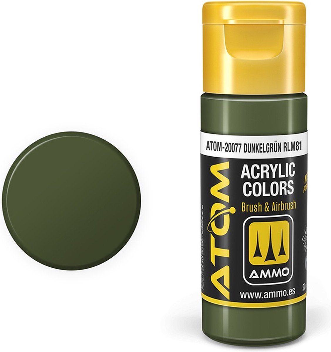 AMMO MIG Hobbyverf Acrylverf - MIG 20077 ATOM - Dunkelgrun RLM81 - Acryl - 20ml Verf flesje - 20 ml