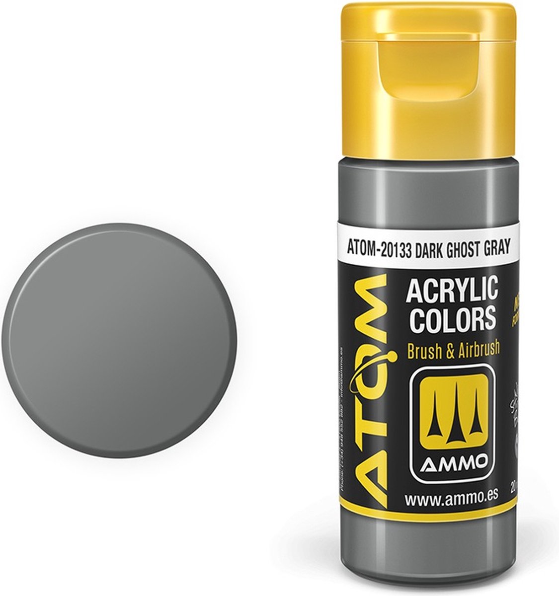 AMMO MIG Hobbyverf Acrylverf - MIG 20133 ATOM - DARK Ghost Gray - Acryl - 20ml Verf flesje - 20 ml