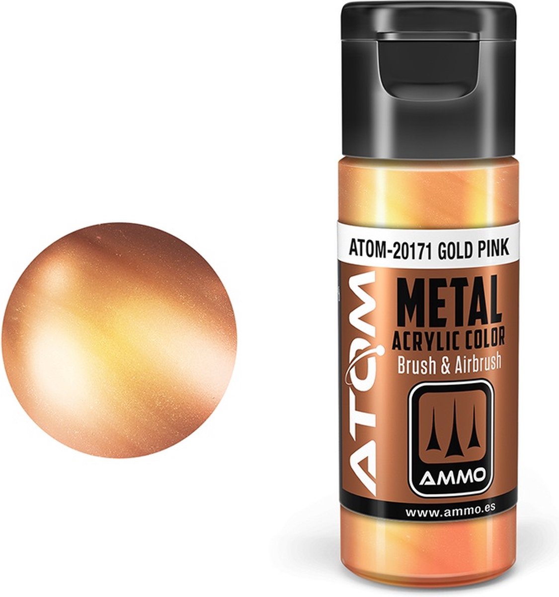 AMMO MIG Hobbyverf Acrylverf - MIG 20171 ATOM - Metallic Gold Pink - Acryl - 20ml Verf flesje - 20 ml