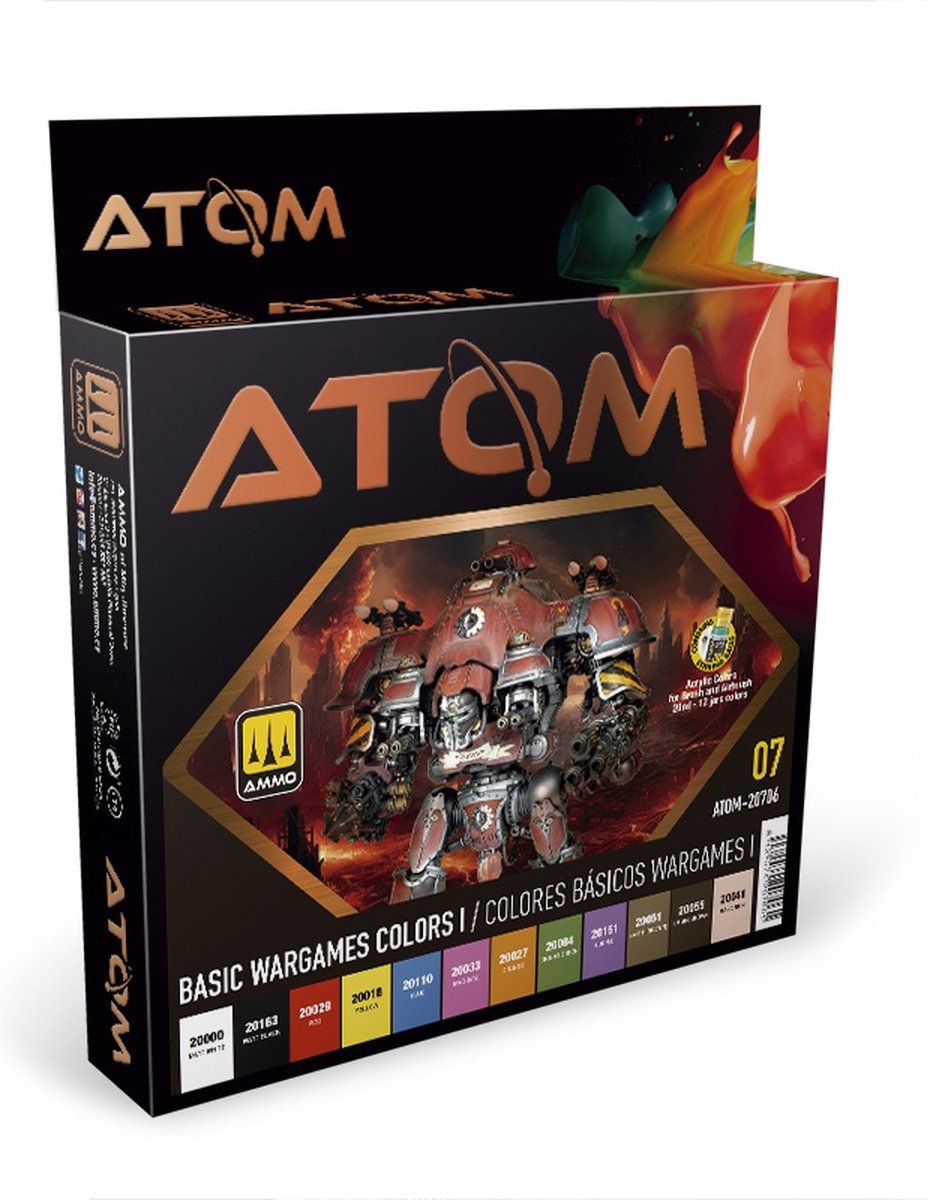 AMMO MIG Hobbyverf Acrylverf - MIG 20706 ATOM - Basic Wargames I Colors - Acryl Set 12x20ml Verf set - 12 x 20 ml