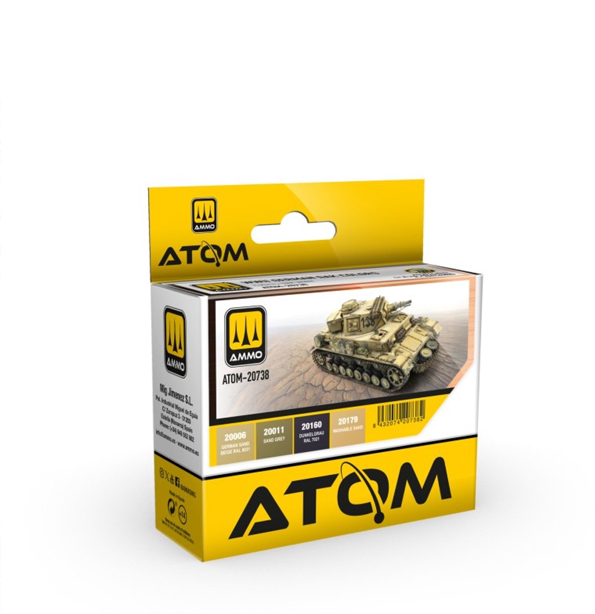 AMMO MIG Hobbyverf Acrylverf - MIG 20738 ATOM - D.A.K. Kleuren WWII - Acryl Set 4x20ml Verf set - 4x 20 ml