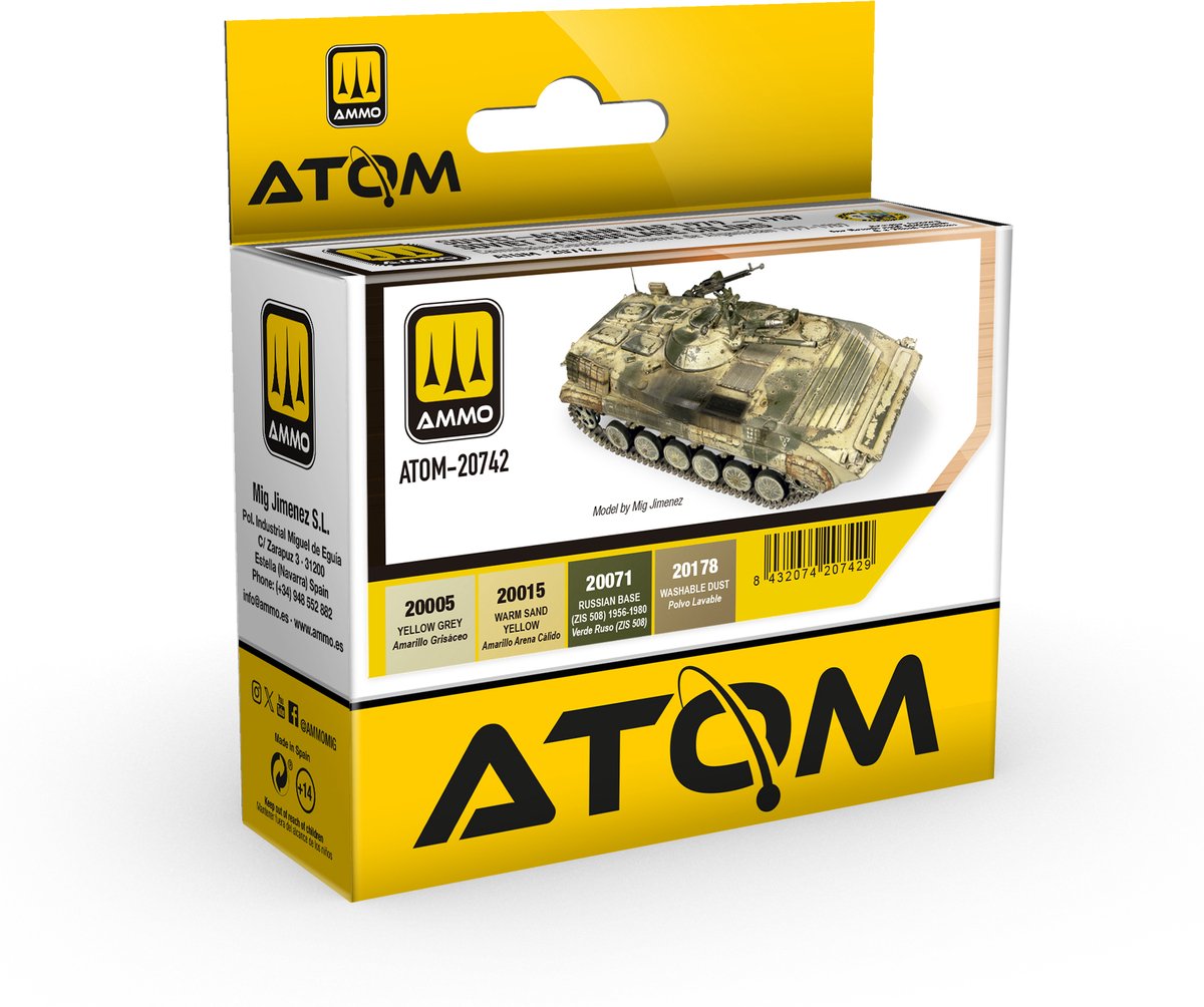AMMO MIG Hobbyverf Acrylverf - MIG 20742 ATOM Sovjet-Afghaanse Oorlog 1979-1989 Camouflage Kleurenset - Acryl Set 4x20ml Verf set - 4x 20 ml