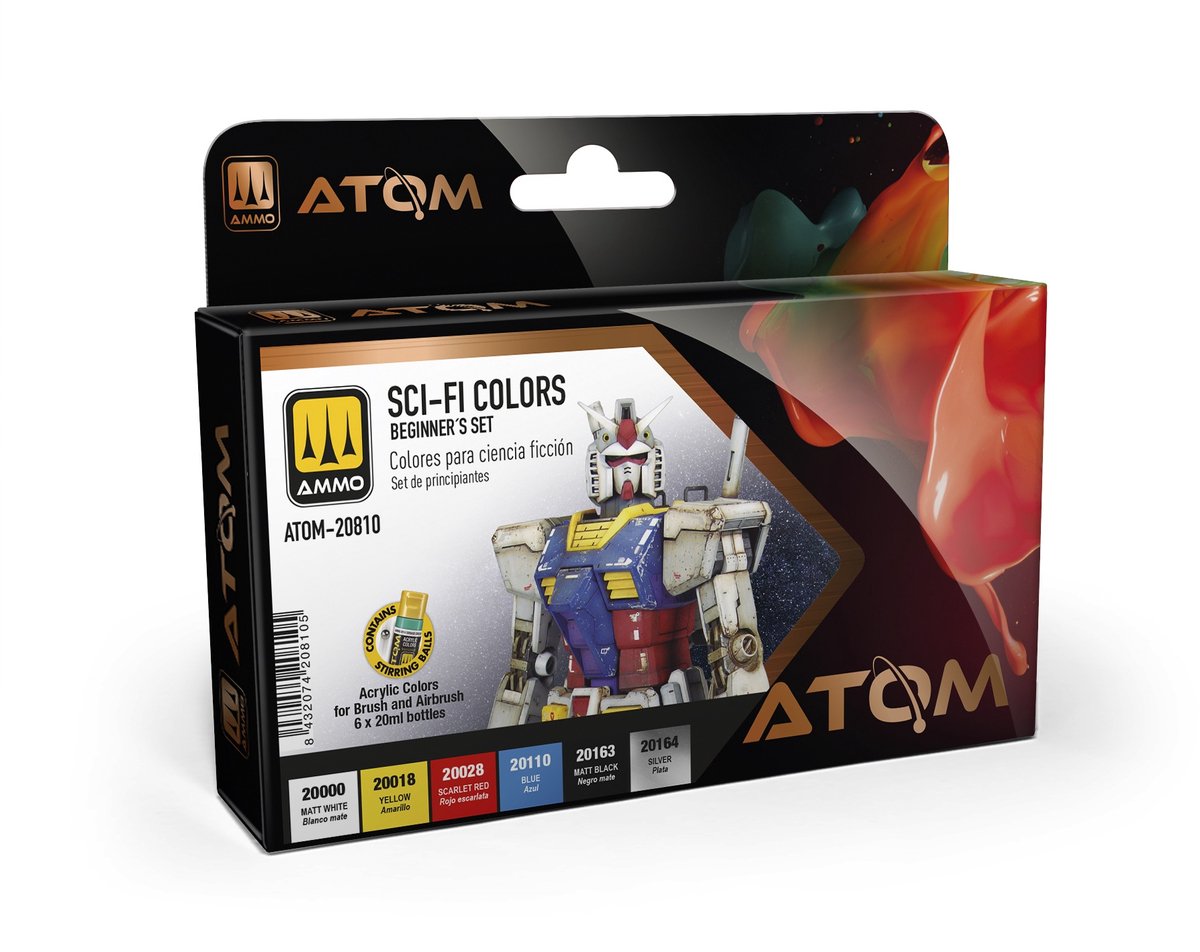 AMMO MIG Hobbyverf Acrylverf - MIG 20810 ATOM - Beginners Set Sci-Fi Kleuren - Acryl Set 6x20ml Verf set - 6x 20 ml