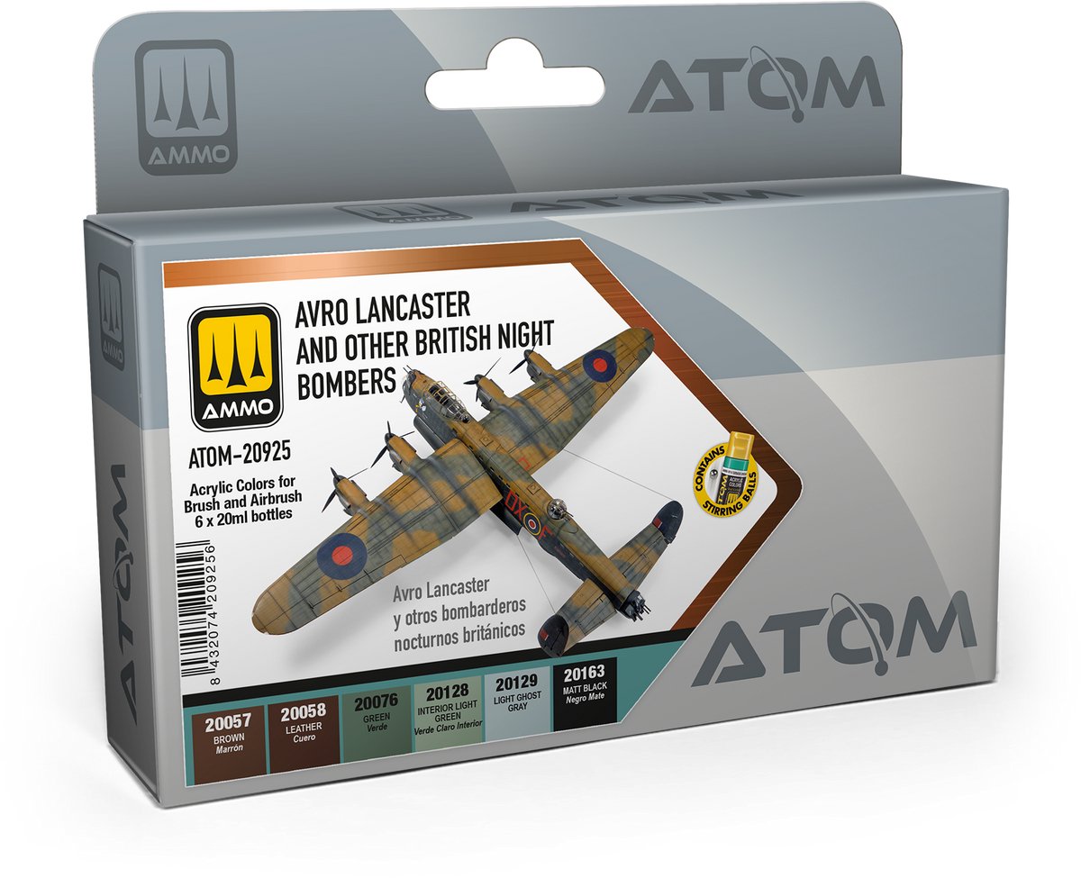 AMMO MIG Hobbyverf Acrylverf - MIG 20925 ATOM - Britse Nachtbommenwerpers Kleurenset - Acryl Set 6x20ml Verf set - 6x 20 ml