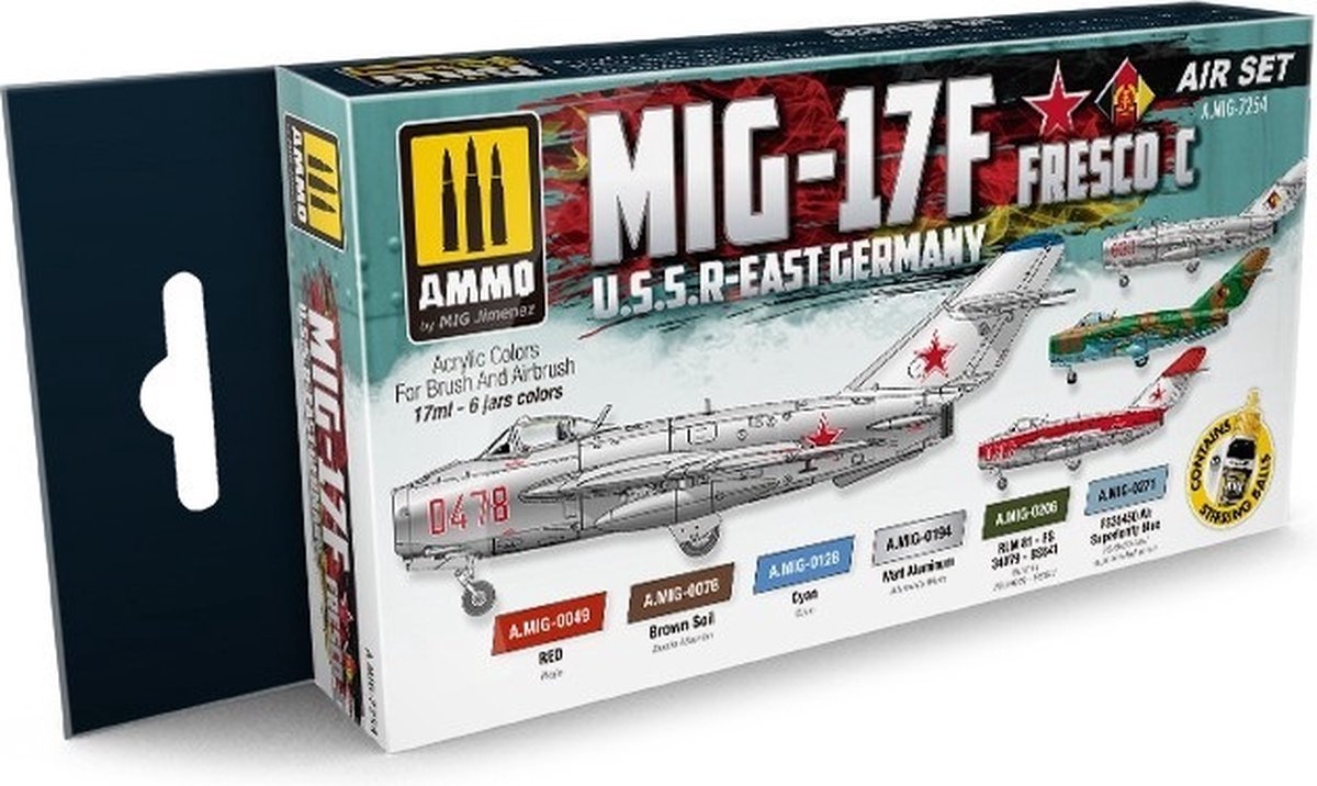 AMMO MIG Hobbyverf Acrylverf - MIG 7254 MIG-17F Fresco C USSR East Germany - Acryl Set Verf set