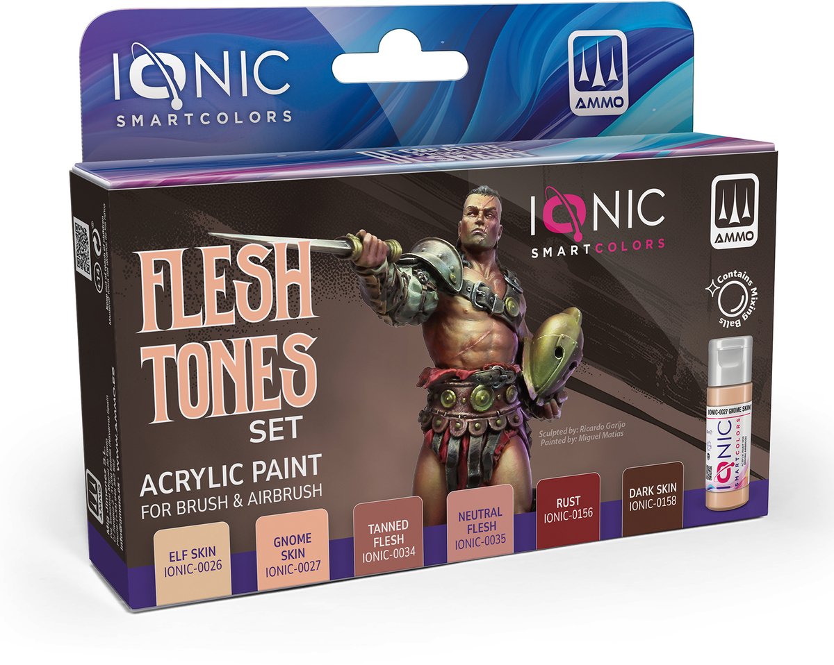 AMMO MIG Hobbyverf Acrylverf - MIG IO0505 Ionic Smart Colors - Huidskleurenset - Acryl Set 6x20ml Verf set - 6x 20 ml