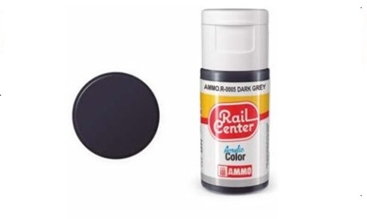 AMMO MIG Hobbyverf Acrylverf - MIG R0005 Rail Center - Dark Grey - Acryl - 15ml Verf flesje - 15 ml