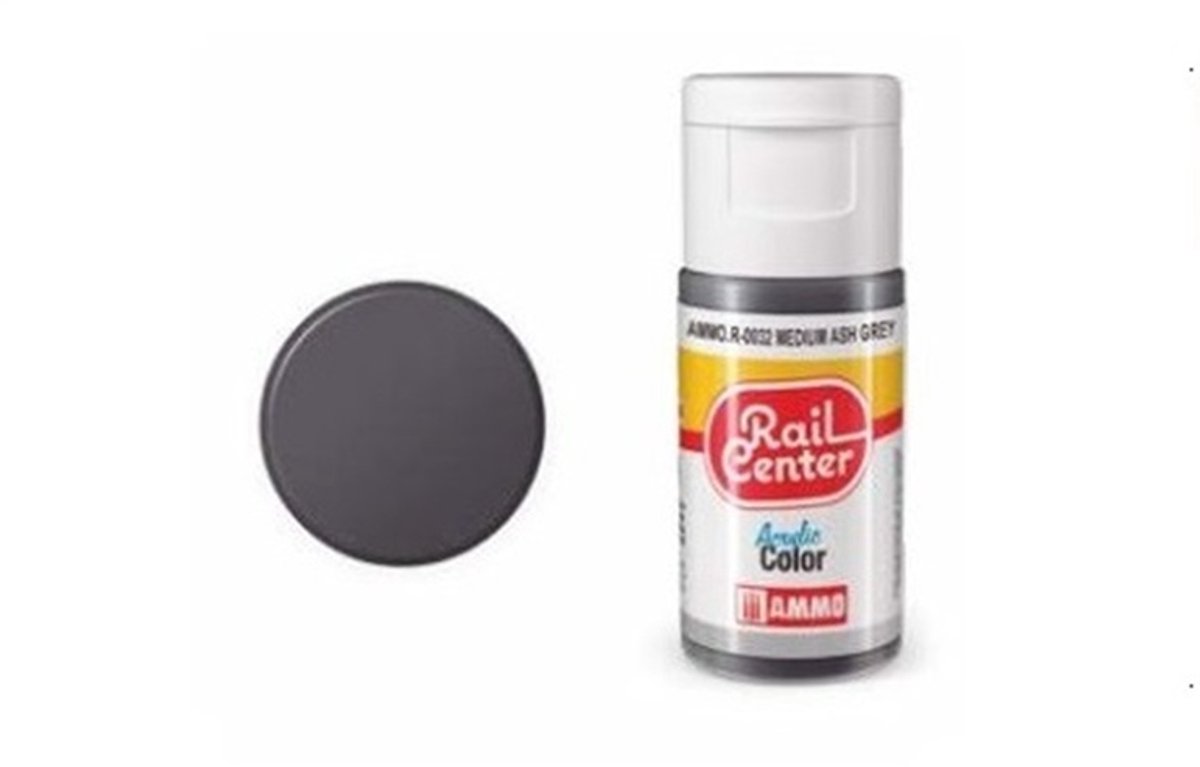 AMMO MIG Hobbyverf Acrylverf - MIG R0032 Rail Center - Medium Ash Grey - Acryl - 15ml Verf flesje - 15 ml