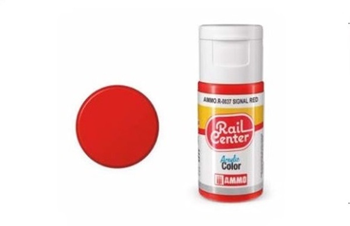 AMMO MIG Hobbyverf Acrylverf - MIG R0037 Rail Center - Signal Red - Acryl - 15ml Verf flesje - 15 ml