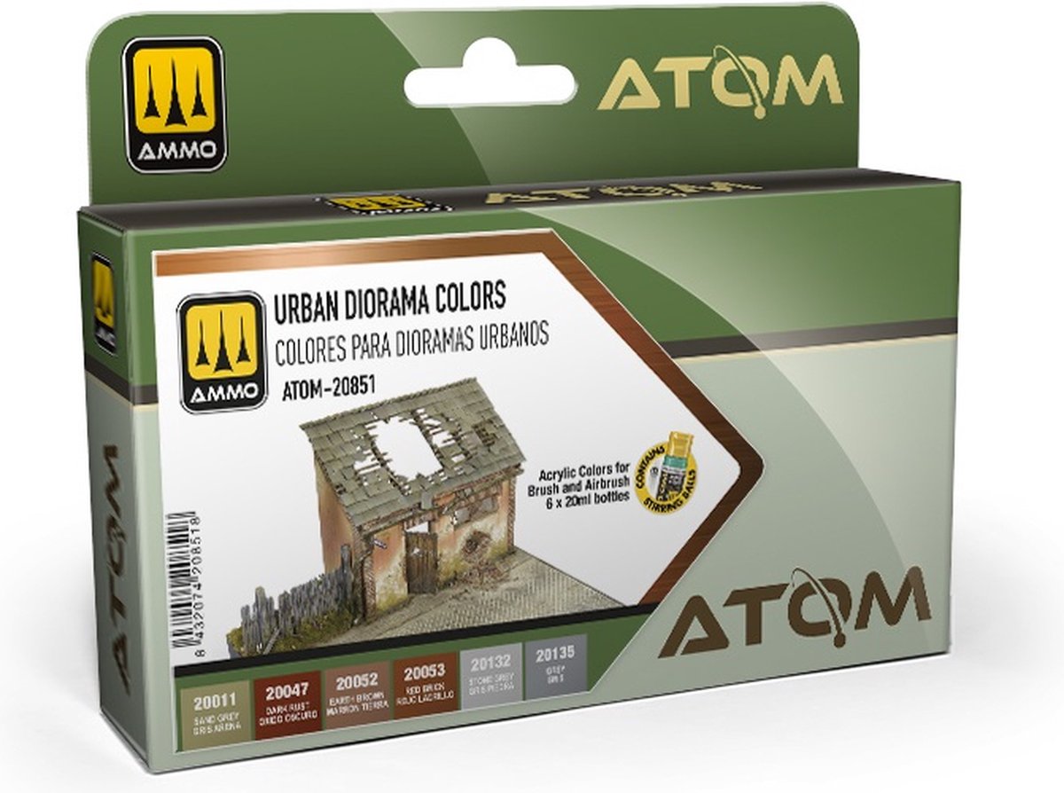 AMMO MIG Hobbyverf Diorama - MIG 20851 ATOM Stedelijke Dioramakleuren - Acryl Set 6x20ml Verf set