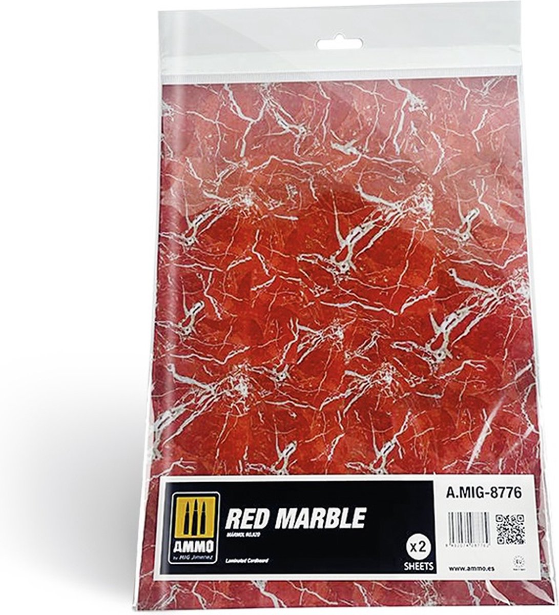 AMMO MIG Modelbouwpakket - MIG 8776 Marble Red - Smooth Sheet of Marble - 2pcs Accessoires set - AMMO -