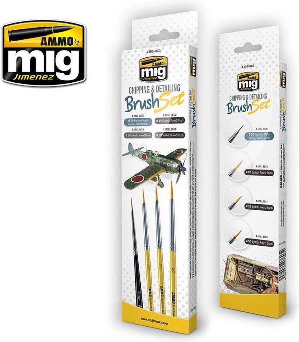 Mig - Chipping & Detailing Brush Set (Mig7603) - modelbouwsets, hobbybouwspeelgoed voor kinderen, modelverf en accessoires