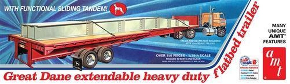 1:25 AMT 1111 Great Dane Extendable Flat Bed Trailer Plastic kit