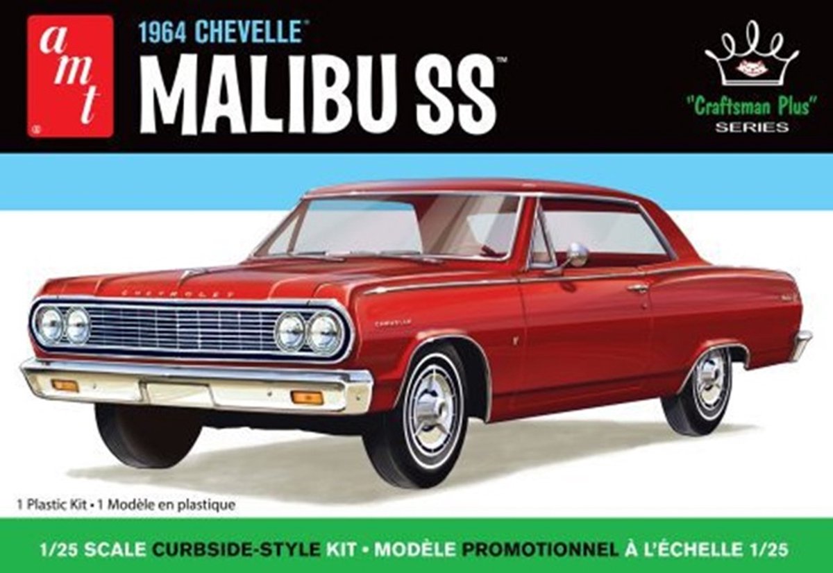 AMT Modelbouwpakket Auto - 1426 1964 Chevrolet Chevelle Malibu SS - Craftsman Plus Series - Amerikaanse Auto Plastic - 1:25 -