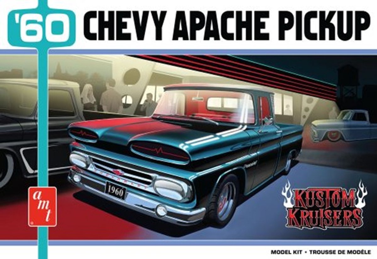 AMT Modelbouwpakket Auto - 1444 Chevrolet 60 Chevy Apache Pickup - Kustom Kruisers - Amerikaanse Auto Plastic - 1:25 -