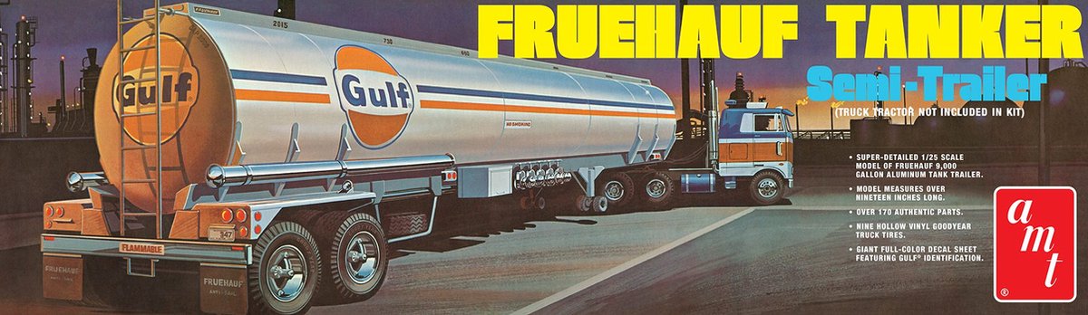 AMT Modelbouwpakket Militaire voertuigen - 1354 Gulf Fruehauf Tanker - Semi Trailer Plastic - 1:25 -