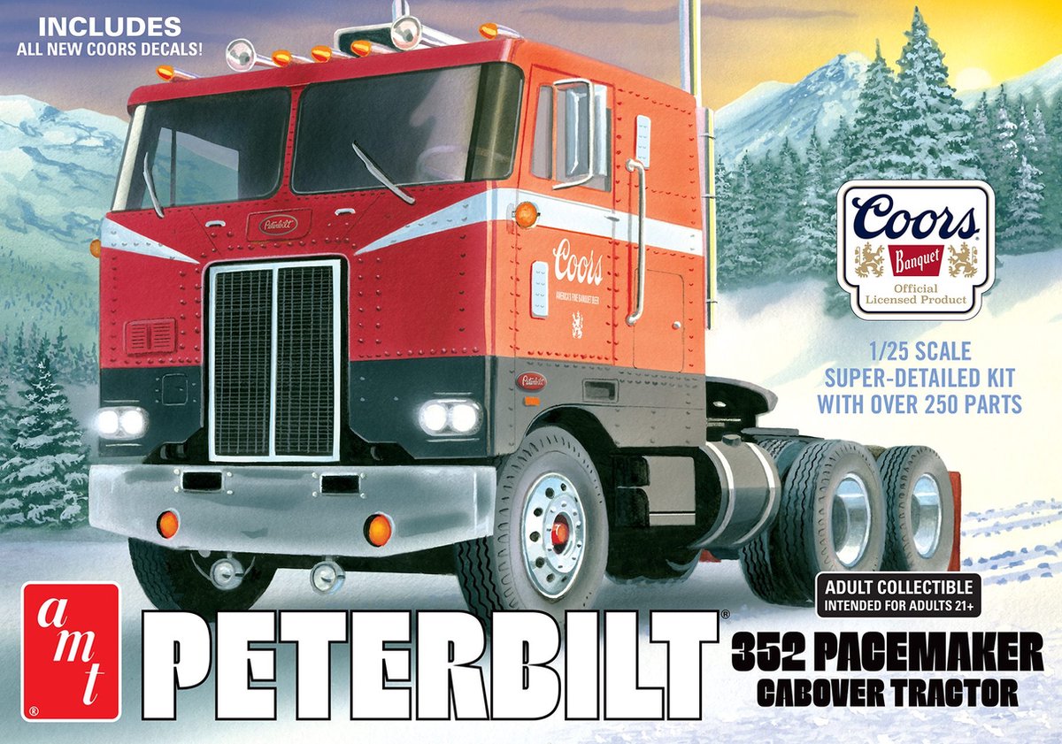 AMT Modelbouwpakket Militaire voertuigen - 1375 Coors Beer Peterbilt 352 - Pmaker Cabover Plastic - 1:25 -