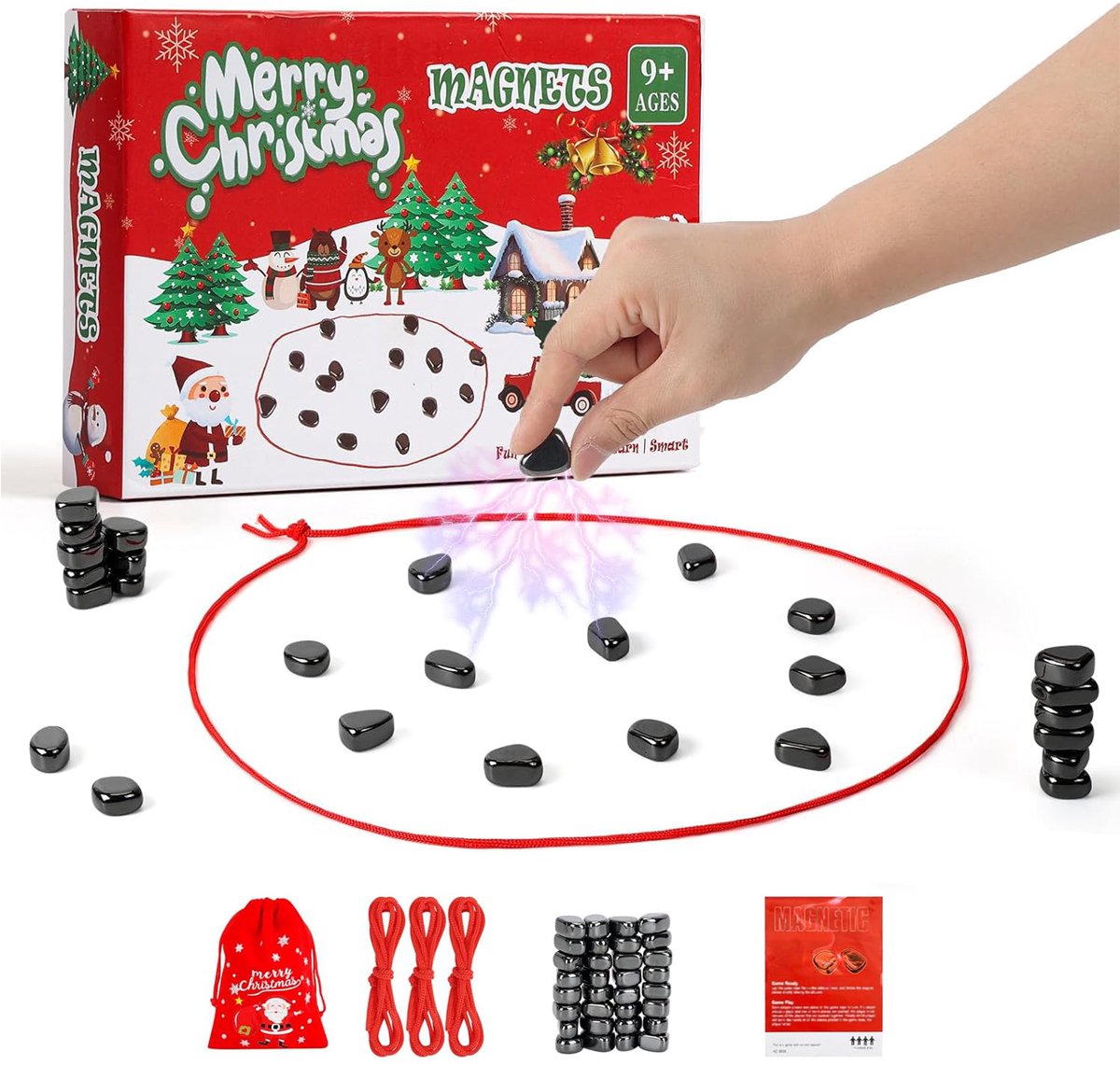 Magnetische schaakset - 20 stukken - Puzzelstrategie en denkspellen voor kinderen en volwassenen - Draagbaar bordspel - Plezier voor thuis en cadeaus - ANMI