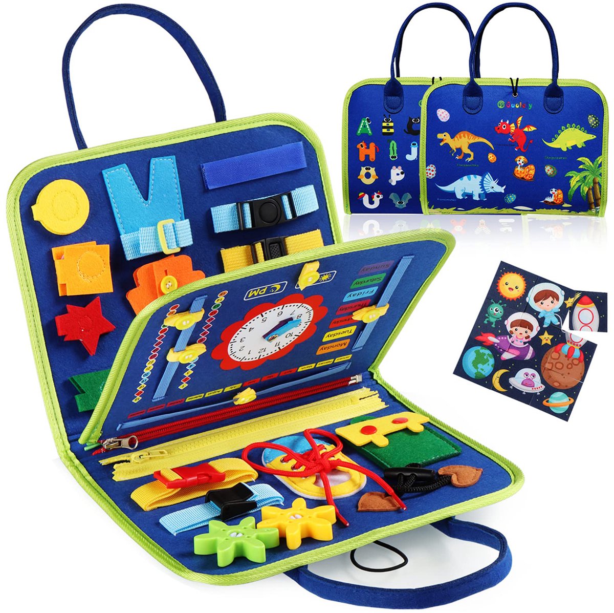 Montessori Busy Board 25-in-1 – Educatief Speelgoed voor Peuters 1-4 Jaar – Sensorisch Activiteitenbord met Alfabet, Klok, Puzzel & Veters – Reisspeelgoed Auto & Vliegtuig – Cadeau - ANMI Jongens Meisjes