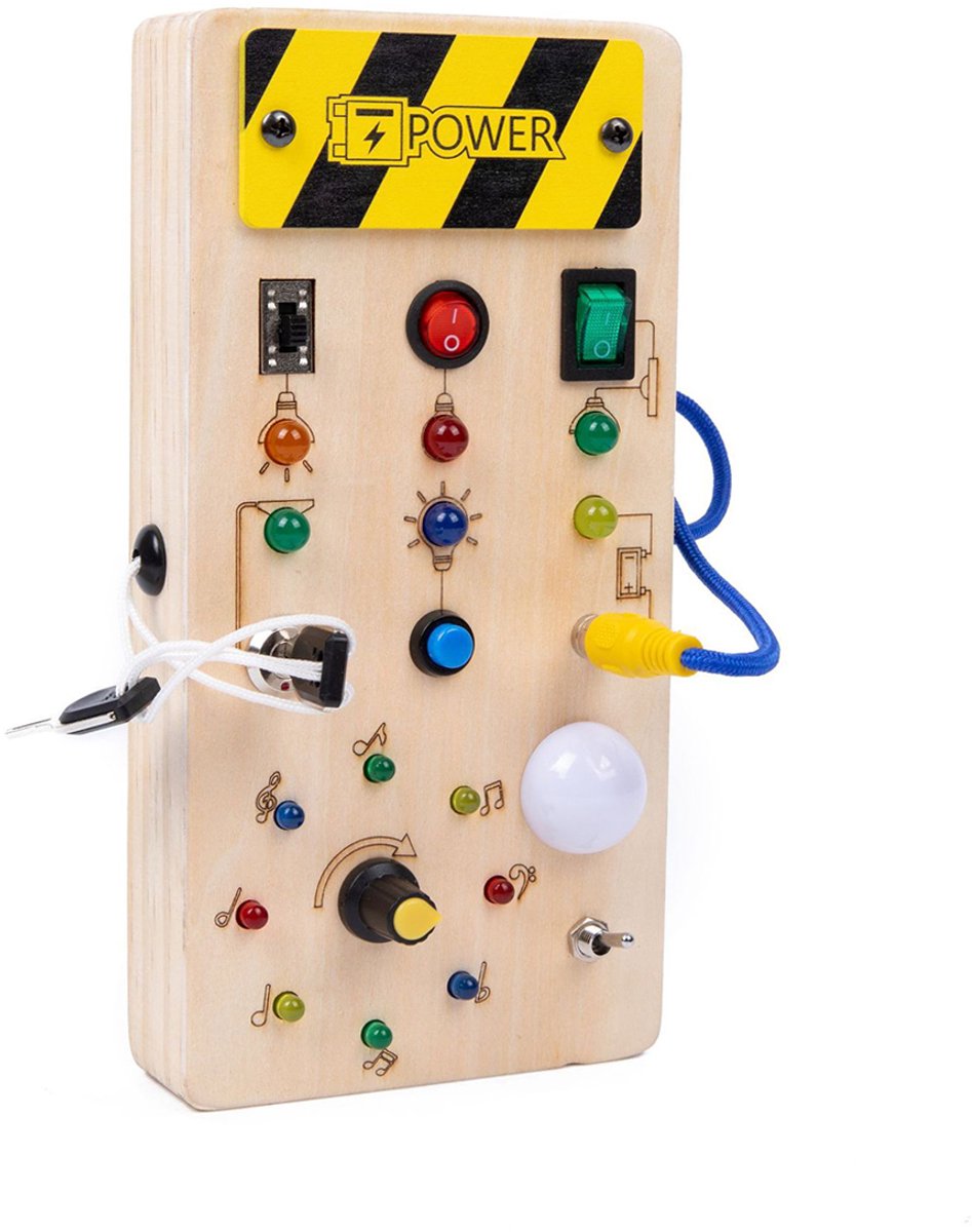 Montessori Houten Busy Board met 8 LED Lichtschakelaars – Sensorisch Speelgoed & Reis Speelgoed voor Baby’s en Peuters vanaf 1 Jaar - ANMI