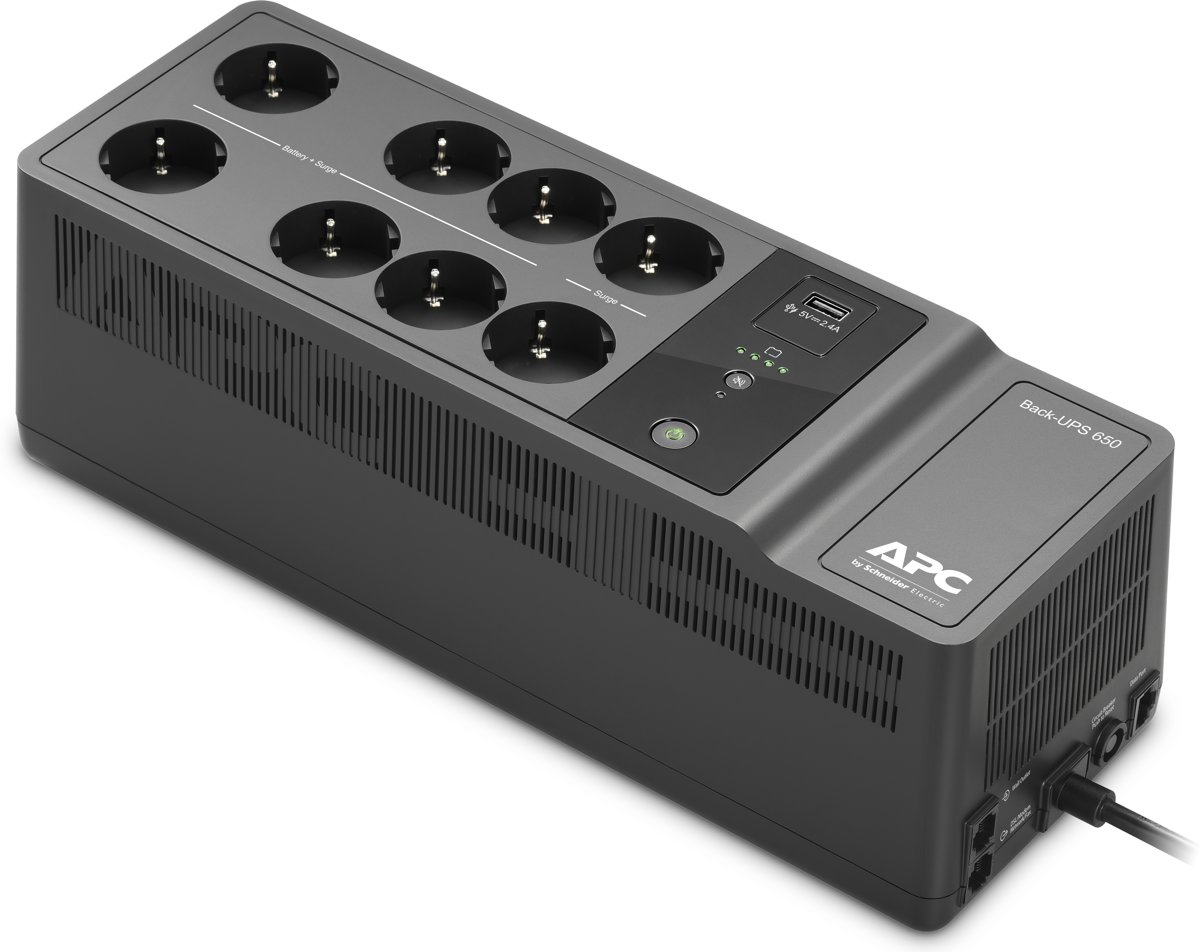 APC Back-UPS BE650G2-GR - Noodstroomvoeding 8x stopcontact, 650VA, 1 USB oplaad poort