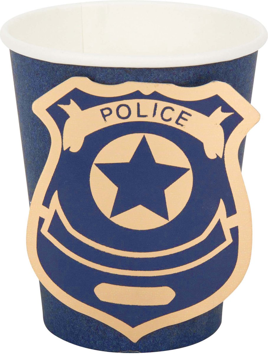 ARTYFETES - 8 politie kartonnen bekers 255 ml