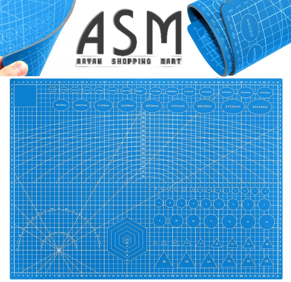 zelf herstellend Snijmat A2 dubbelzijdig modelleerpad - Hoge bouwkwaliteit - Knutselmat - Werkmat 45cm x 60cm (blauw)